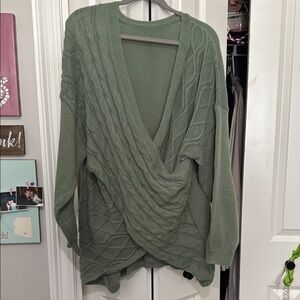 Green V-Neck Sweater
